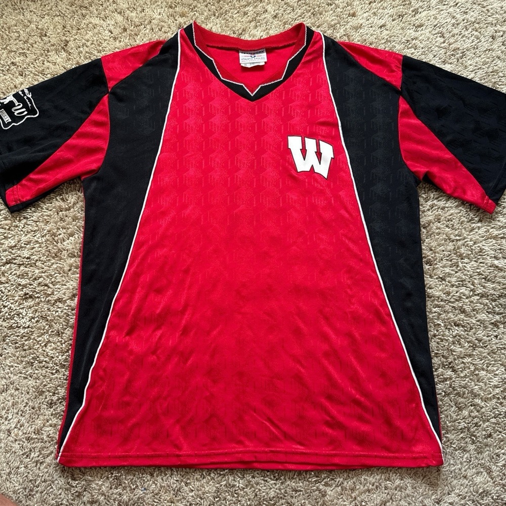 Vintage 90s Wisconsin Badgers "Nacho" #4 Soccer Football Jersey -Size L Fits XL